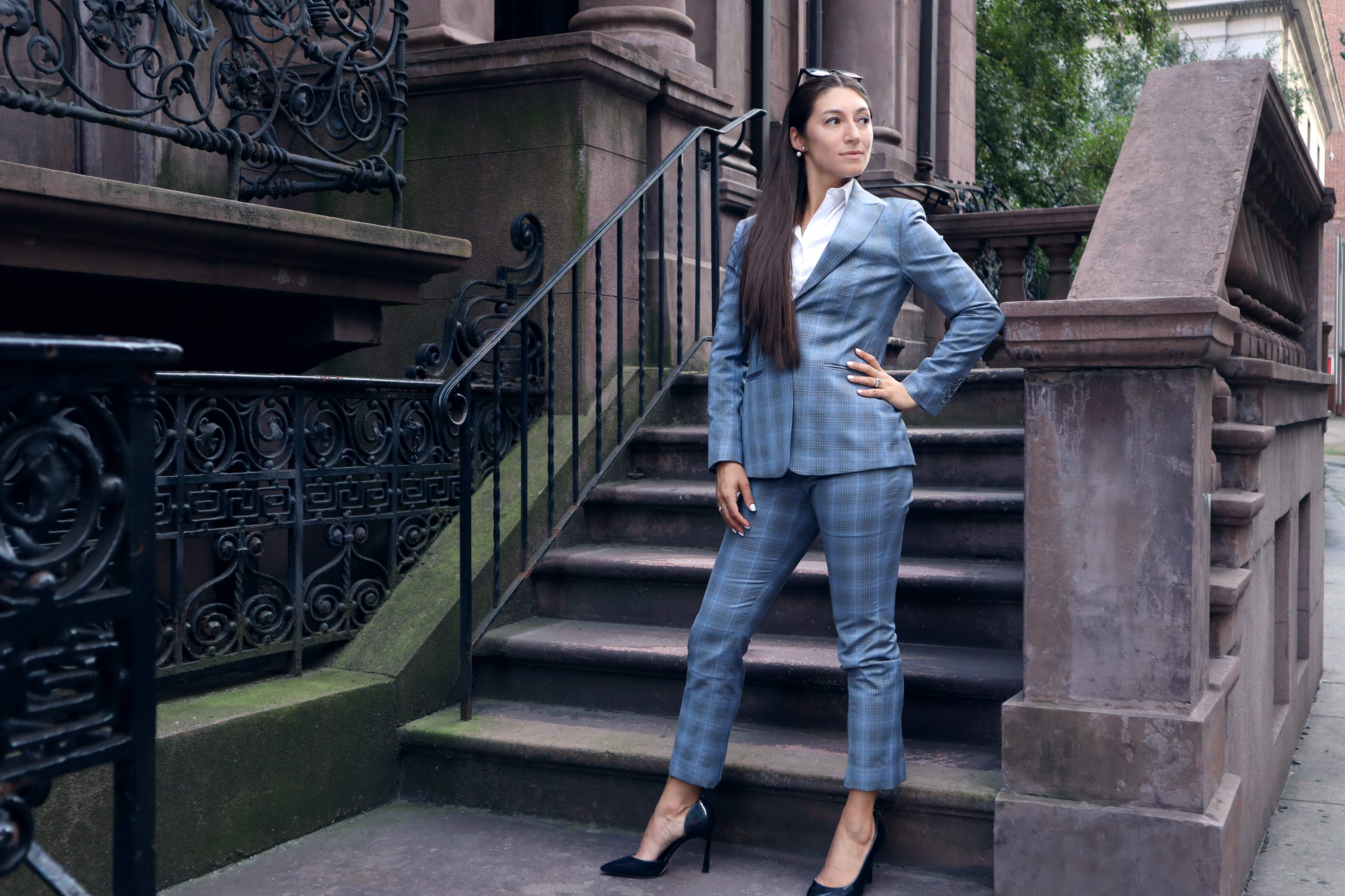 Italian Prince of Wales Check with blue tone